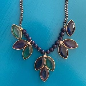 Statement necklace, blue and green